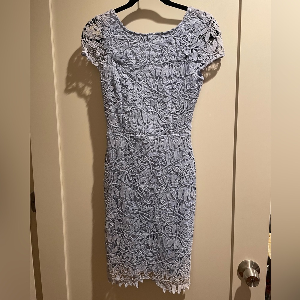 Lulu's Lace Midi Dress in Soft Blue